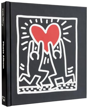 Grupo Erik Fotoalbum zum Selbstgestalten Keith Haring Scrapbook Weiße Seiten - Fotoalbum Klein 16x16 cm - Photoalbum 22 selbstklebend Seiten