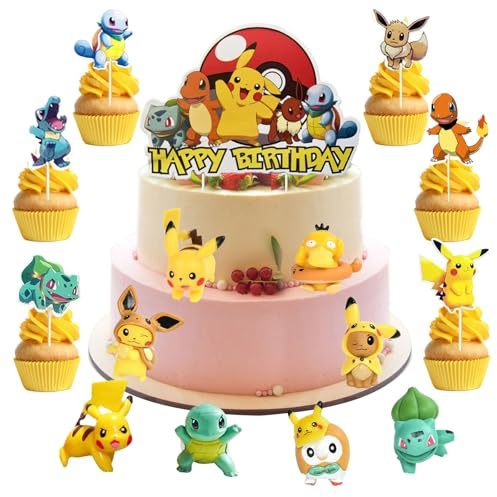 33 PCS Tortendeko Geburtstag Kinder,Tortendeko Figuren,Kuchen Deko,Happy Birthday Cake Topper Cupcake,Tortendekoration Kinder für Jungen/Mädchen