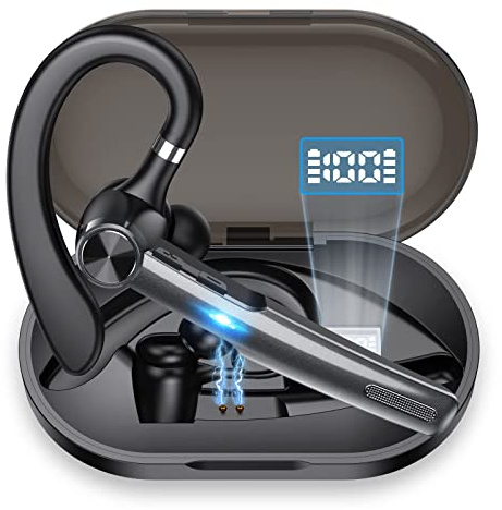 Auriculares Bluetooth, manos libres Bluetooth V5.1 para teléfonos móviles, auriculares Bluetooth de una sola oreja con estuche de carga, conexión de 2 dispositivos auriculares inalámbricos