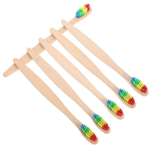 PLAFOPE 6 Stück Bambus Zahnbürsten mit Weichen Borsten Biologisch Abbaubar Tragbar für Reisen und Outdoor Sanfte Reinigung für Erwachsene und Langlebig