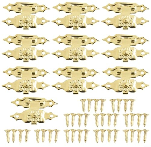 Jonikuper Lot de 10 mini loquets en bois pour boîte à bijoux, boîte à vin, coffre en bois – Laiton antique bronze – Matériel de fermeture à bascule pour projets décoratifs de bricolage (jaune)