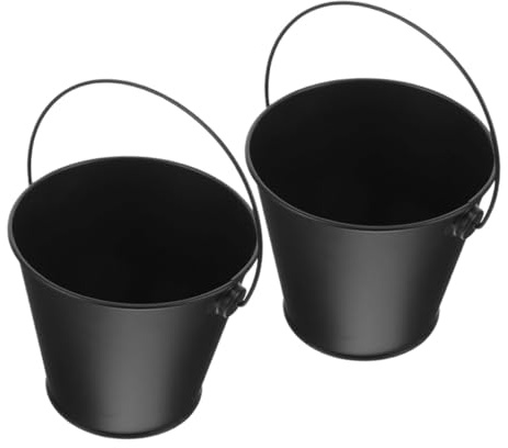 jojofuny 2 Piezas Cubos de Grasa para Barbacoa de Metal Reutilizables Cubo Recogegraasa para Parrillas al Aire de Negro Accesorio Práctico para Camping y Cocina Exterior