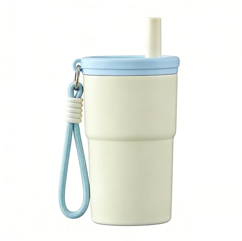 Kaiyzo Tasse isotherme en acier inoxydable - 500 ml - Étanche - Tasse à café à emporter pour boissons chaudes et froides - Gobelet isotherme réutilisable avec couvercle et paille - Blanc moderne