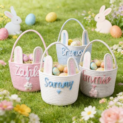 Personalisierter Osterhasenkorb mit Namen, für Kinder, Ostereiersuche, Korb (individueller Name)