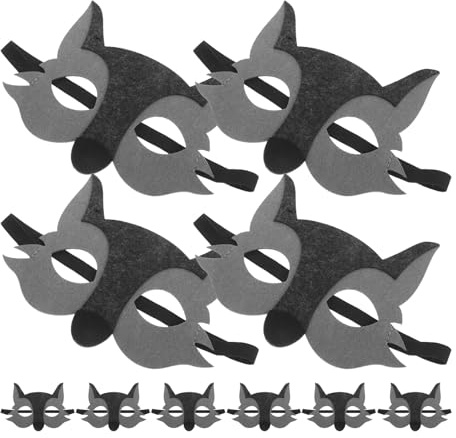 UPKOCH Lot de 10 Masques D'animaux Loup en Feutre Gris, Demi-masque de Carnaval pour Garçon et Filles, Accessoires de Déguisement Légers et Confortables pour Fêtes, Jeux de Rôle