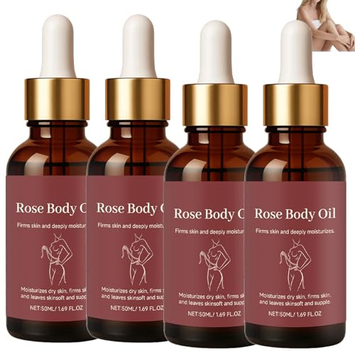 rose Body Firming Oil Rose Massage Oil Luxurious Body Moisturizer for Dry Skin After Shower Oils for Women Deeply Moisturizing Firming Nourishing Arms,Legs,Stomach Bodys (4pcs)
