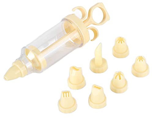 Jeffergarden Juego de Tuberías de Plástico para Crema de Mantequilla con 8 Puntas, Boquillas para Decorar Galletas, Kit de Repostería con Jeringa Fácil de Usar para Hornear Pasteles y Galletas