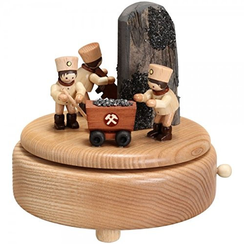 Spieldose mit arbeitenden Bergleuten natur BxHxT 13x16x13 cm NEU Spieluhr Spielwerk Musikdose Musik Figur Seiffen Erzgebirge Holz Dekoration Weihnachten