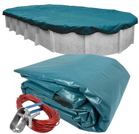 Pool Mate 391833-4PM Winter Pool Cover, Extra Heavy-Duty Teal Green, 18 x 33 ft Above Ground Pools