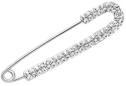 JIHUOO Strass Groß Sicherheitsnadeln Broschen Pins Schal Clip Pullover Clip für Damen Silber