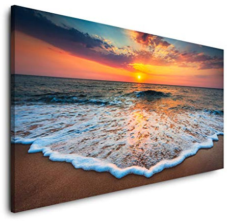 Strände und Sonnenuntergang 120x 60cm Panorama Leinwand Bild XXL Format Wandbilder Wohnzimmer Wohnung Deko Kunstdrucke