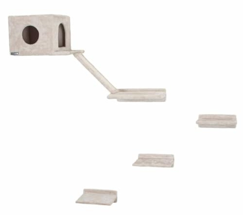 Kerbl Kletterwand „Montblanc“ für Katzen, 6-teilig, 1x Höhle / 3x Trittbrett / 1x Liegebrett / 1 x Rampe, Bis 10 kg, Beige