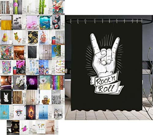 Sanilo Duschvorhang, viele schöne Duschvorhänge zur Auswahl, hochwertige Qualität, inkl. 12 Ringe, wasserdicht, Anti-Schimmel-Effekt (Rock 'n' Roll, 180 x 200 cm)