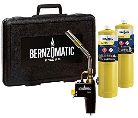 Bernzomatic Kofferset inklusive TS8000 Brenner und 2 x MAP-Pro Gasflasche - Platz für zusätzliches Zubehör