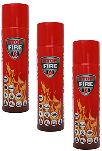 3X 500 ml Premium Feuerlöschspray Auto Feuerlöscher Feuerlösch Spray für Fettbrände Wohnung Camping Grillen