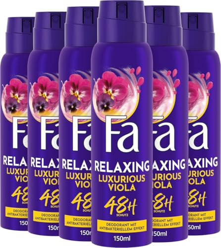Fa Deospray Luxurious Moments Duft der Pinken Viola, 6er Pack, 6 x 150 ml