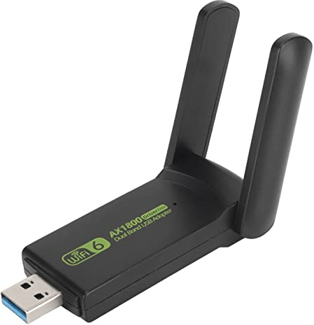 Adaptador WiFi USB Inalámbrico, 1800Mbps Dual 3Dbi Antenas 5G/2.4G USB3.0 Adaptador WIFI6, Adaptador de Red Inalámbrica para Computadora PC Laptop Windows10/11,