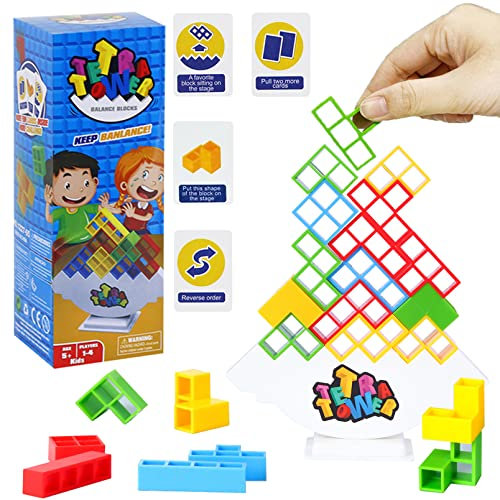 ICEPAPA, Tetra Tower Spiel, Tetris Balance Spielzeug Tower Game, Lustige stapelspiel, Team Tower-Spiel für Kinder und Erwachsene
