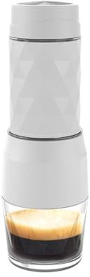 Ctwezoikmt Tragbare Kaffeemaschine, Espressomaschine, Handpresse, Kapselmaschine für Gemahlenen Kaffee, Tragbar für Reisen und Picknick, Weiß