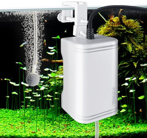 PYPABL Mini Aquarium Air Pump, Silent Hanging Fish Tank Oxygen Pump, Whisper Aerator for up to 75L Fish and Turtle Tank (1 Outlet)