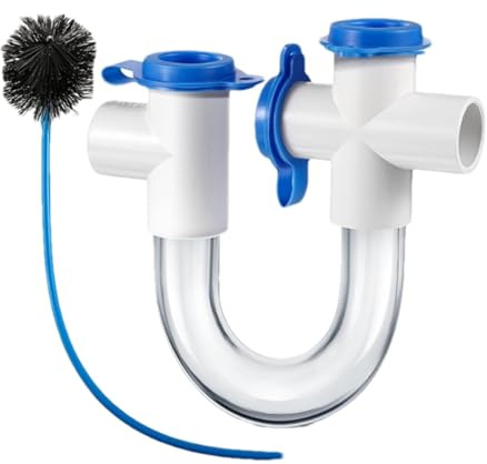 Sifón P transparente – Montaje en tubería, sifón de desagüe de CA, sifón transparente de PVC U de 3/4 pulgadas para sistemas HVAC, sifón de condensado duradero para uso privado y comercial, P-Si