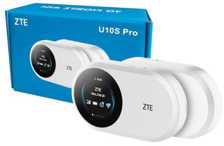 ZTE U10S Pro White, 4G+LTE Mobile Wi-Fi 6, Unlocked Low-Cost Portable Travel WiFi, Connects 32 Devices, 3000mAh 10hr Battery Life, Roams on all World Networks, No Configuration Required