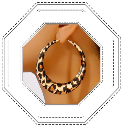 Jovono Große, klobige Leoparden-Ohrringe, goldene, übertriebene Leoparden-Creolen, modische Acetat-Ohrstecker für Frauen