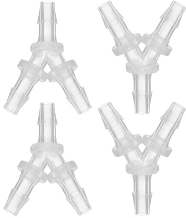 PATIKIL 5/32 Plastic Tee Hose Barb Fitting, 4 Pcs Equal Y Shaped 3 Way Joint Splicer Mender Adapter Union Intersection Barbed Split for Air Water Fuel Gas Liquid Pipe, Transparent