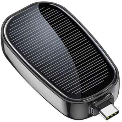 Fangxuee Power Bank Portatile Solare da 1200 mAh, Caricabatterie di Emergenza per Esterni, Power Bank Mobile Wireless di Tipo C per