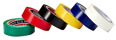MUCKLILY 6 Pcs Pvc Electrical Insulation Tape 10m Vinyl Waterproof Adhesive Tape Assorted Colors Blue White Yellow Black Red Green for Home Diy and Industrial Use