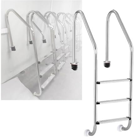 Escalera For Piscina, Escalón For Piscina con Reposabrazos Curvo De Fácil Ascenso, Escalón For Piscina De 3 Escalones, For Piscina Al Aire Libre En Parque(Pre-Buried,3-Steps1.5mm)