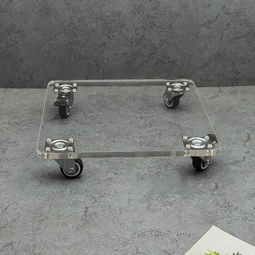 Chariot de fleurs transparent à roulettes pour un transport facile intérieur/extérieur - Support carré de 40 x 40 cm