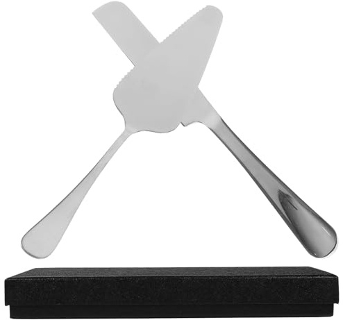 Veemoon Set Coltello e Pala per Torta in Acciaio Inossidabile Seghettato Manico, Utensili da Portata per Dolci e Feste, Accessori Cucina per Anniversari e Buffet