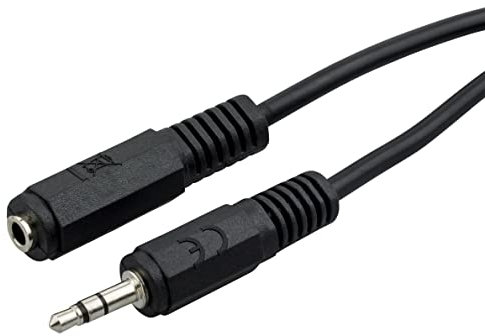ecabo 10023 Stereo Audio Klinken-Verlängerung 3,5mm Klinken Stecker auf 3,5mm Klinken Buchse – AUX-Kabel – Verlängerungskabel – für Autoradios, MP3-Player, Receiver, Computer, Laptops, 3,00m, schwarz