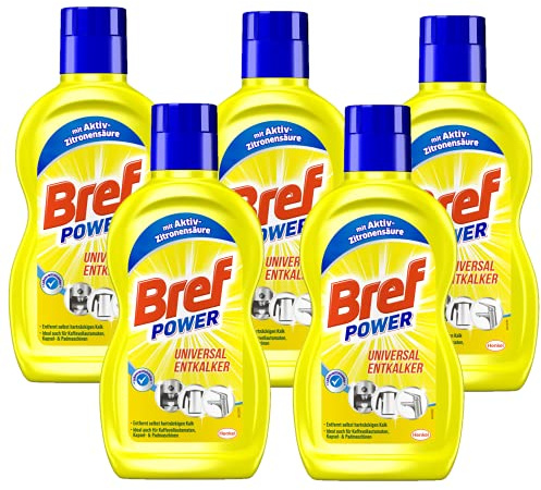 Bref Power Universal Entkalker für Kaffevollautomat & Kaffeemaschinen, 5x500ml, Kalklöser mit Aktiv-Zitronensäure für Küchengeräte