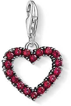 Thomas Sabo Damen Charm-Anhänger Herz pinke Steine Charm Club 925 Sterling Silber 1476-639-10