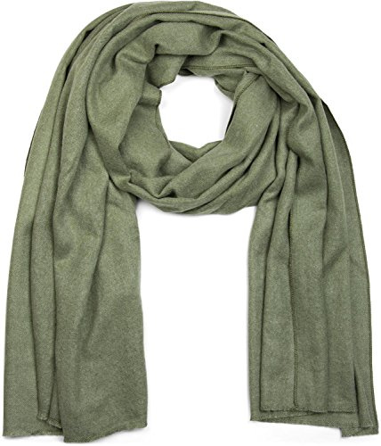 styleBREAKER sciarpa stola morbida in tinta unita con frange, foulard, unisex 01017070, colore:Verde giada