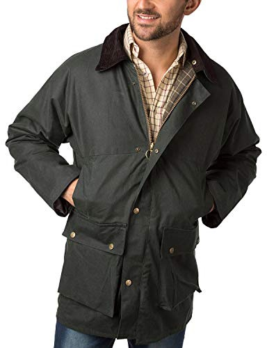 Rydale Men's Thirsk Classic Wax Jacket Waxed Cotton Country Check Lining Coat