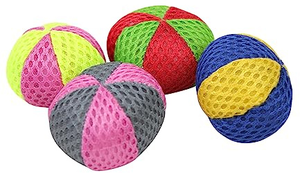 ZAMIBO Palline con ripieno di erba per gatti, tessuto, 4 pezzi, 4 cm, colorati