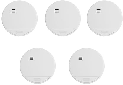 ABUS Rauchmelder RWM150 5er Set - langlebige 10-Jahres-Batterie - für Wohnräume und VdS geprüft nach DIN EN 14604 - 85 dB lauter Alarm - Weiß