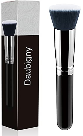 Makeup Brush Daubigny Flat Top Foundation Brush for Liquid Makeup Premium and Professional Make Up Foundation Brush Perfect for Mineral Foundation Highlight Flawless Powder Buffing Blending (Black)