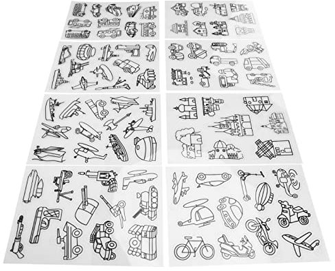 Schrumpffolie Schrumpffolie Kit, 8 Stück Schönes Muster für DIY Dekoration Schlüsselanhänger DIY (Jungen 0366-13)