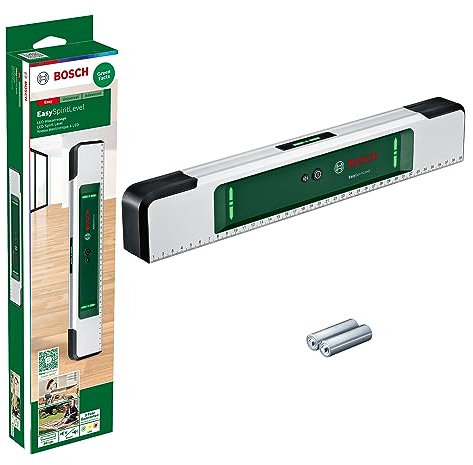 Bosch Wasserwaage EasySpiritLevel (intuitives LED-Konzept, Tonunterstützung, Neigungen bis zu +/-3°, 0,1° Genauigkeit bei 0°, 90°, 180° und 270°, aufgedruckte Skala, im Karton)