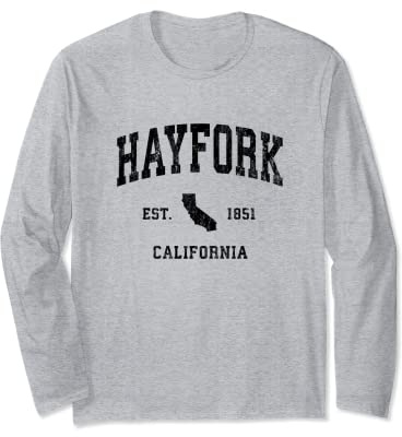 Hayfork California CA Vintage Athletic Black Sports Design Long Sleeve T-Shirt
