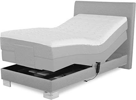 Boxspringbett ROM II elektrisch verstellbar 100x200 cm Anthrazit mit Motor und Kopfteilsteppung nach Wahl. Doppelunterfederung inkl. Matratze und Topper. Härtegrad nach Wahl (Anthrazit, 100x200)