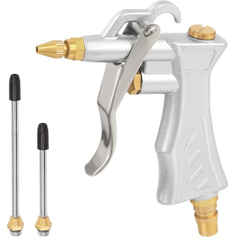 Swpeet 3Pcs Air Tools Assortment Kit einschließlich Air Blow Gun mit Messing einstellbare Luftstrom Düse Standard-Schnellkupplung und 2 Stahl-Luftstrom-Verlängerung für Autoreparatur-Shop