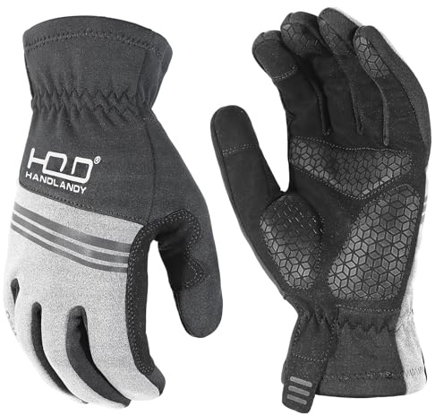 HANDLANDY Winter Gloves for Men and Women, Anti-Slip Cycling Gloves, Thermal Warm Gloves for Cold Weather Touch Screen for Workout, Running, Hiking, Driving, Freezer Work (Medium, Grey)