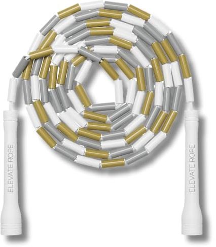 Elevate Rope Perlen-Springseil 3 m verstellbar, Beaded Rope | Segmentiertes Design gibt Rhythmus-Feedback, verhakt nicht, ideal für Footwork, Tempo und Cardio, gratis Trainings-App