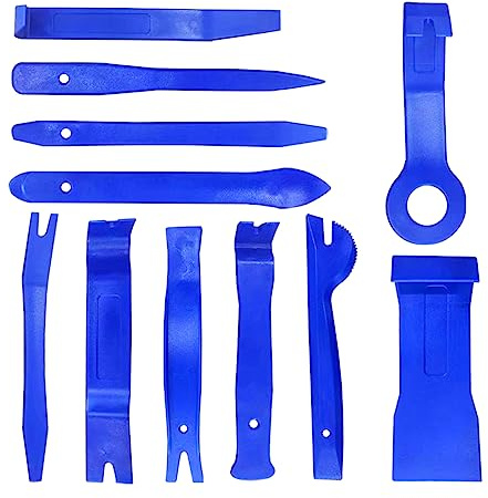 JNNJ Herramientas Kit Desmontar Coche, Herramientas De Desmontaje, Desmontadores De Plastico del Panel Frontal del Coche, para Desmontar Audio Vehículo Radio Interior Recubrimiento(Azul)