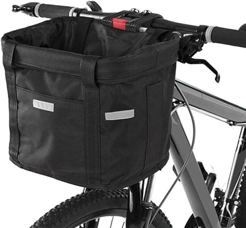 Panier de vélo pliable avant avec adaptateur de guidon et serre-câble, sac de guidon amovible pour petit chien, shopping, voyage, pique-nique, 34 x 24 x 8 cm